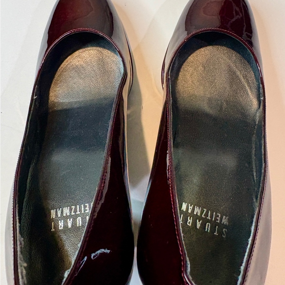 Stuart Weitzman Burgundy Patent Leather Platform Pumps - Picture 7 of 11